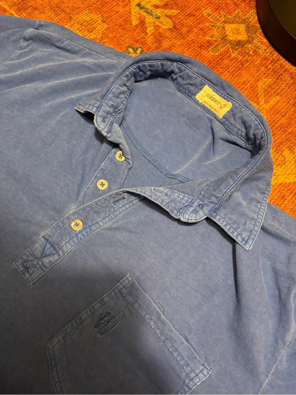 Johnnie-O Mens Blue Cotton Short Sleeve West Coast Prep Polo Shirt Size L